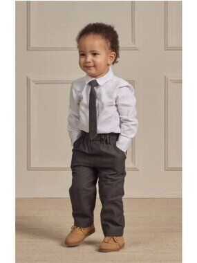 Nora Lee Chino Pants Kids Boys Size 4 Black Flat Front Stretch Straight Leg